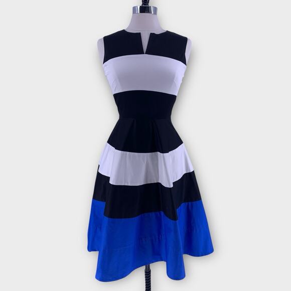 KATE SPADE Corley Dress Colorblock Blue White Black Stripe 2 - Picture 3 of 15